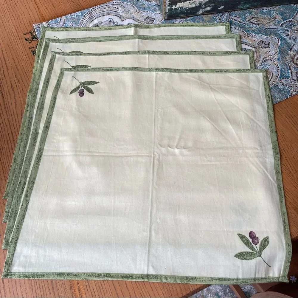 Williams - Sonoma Cotton 4 pc dinner napkin olive tuscan green cream large